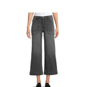 Time and Tru High-Rise Wide-Leg Crop Jeans in Charcoal